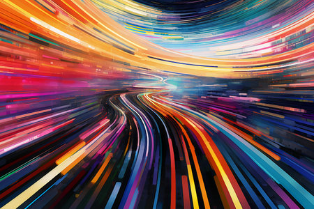 abstract background with speed motion lines and bokeh effect.の素材