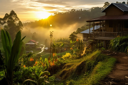 Rice terraces in the morning, Bali island, Indonesiaの素材