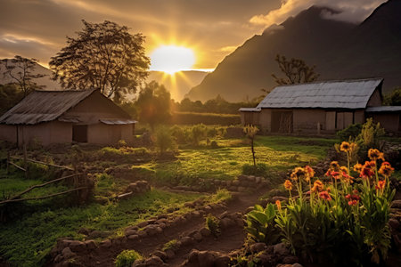 Sunset in the countryside of Guatemala, Central America, South Americaの素材