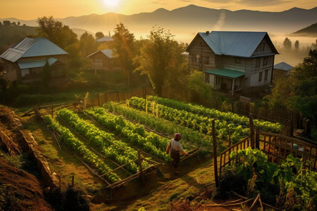 Agriculture farm in the morning, Chiang Mai, Thailandの素材