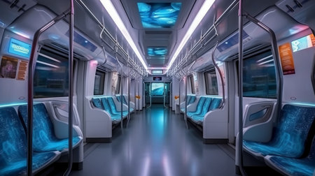 Interior of a modern subway car. 3D Rendering.の素材