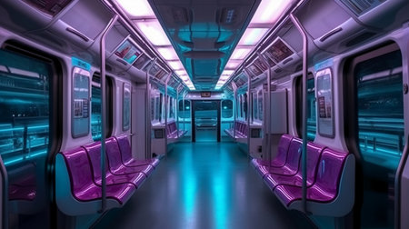 3D CG rendering of the inside of the train. High resolution image.の素材