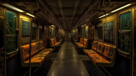 3D CG rendering of subway car interior. High resolution image.の素材