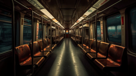 Subway train interior in Tokyo, Japan ( Filtered image processed vintage effect. )の素材