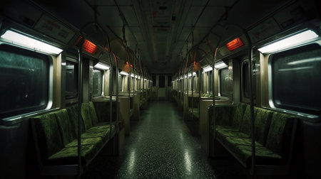 Interior of an empty train car. 3D Rendering.の素材