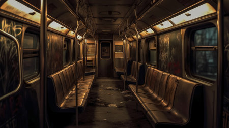 Abandoned train interior. 3d rendering. Computer digital drawing.の素材
