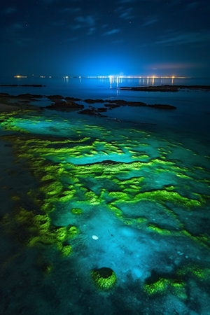Beautiful view of the sea at night. Beautiful seascape.の素材