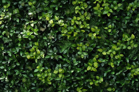 Green leaves background. Top view of fresh green leaves texture background.の素材