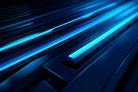 abstract blue background with glowing lines and stripes. 3d illustrationの素材