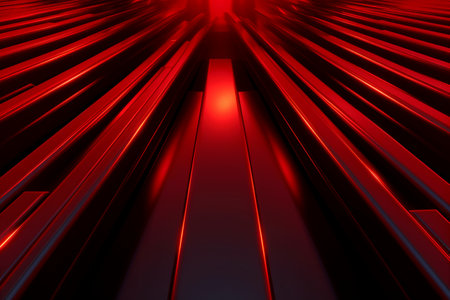 Abstract red background with perspective lines. 3d rendering toned imageの素材