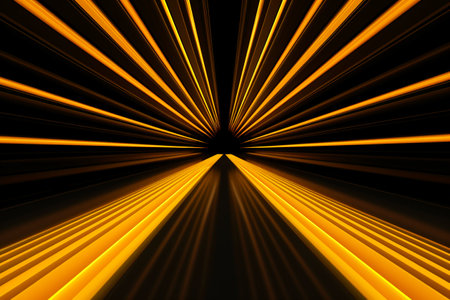 abstract yellow rays on a black background with copy space for textの素材
