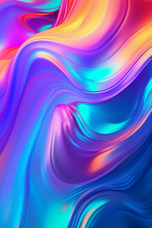 abstract background with blue, purple, yellow and pink colors and wavesの素材