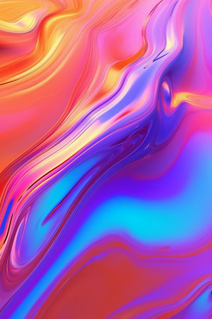 abstract color background with smooth lines in blue, orange and purpleの素材
