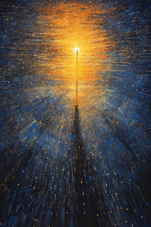 Abstract background of the city at night. The light of the lantern.の素材