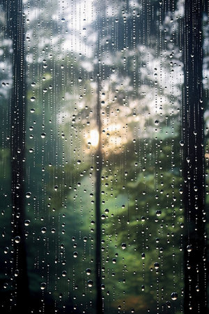 Raindrops on the window. Rain drops on the glass. Rain drops on the window.の素材