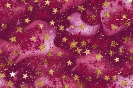 christmas background with stars and snowflakes in red and goldの素材