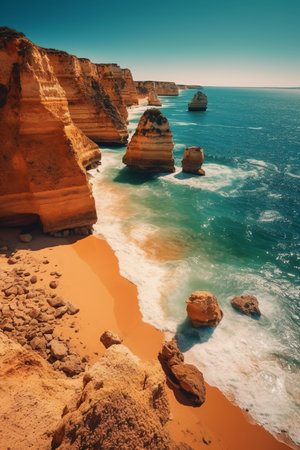 A view of the twelve apostles on the Great Ocean Road, Australiaの素材