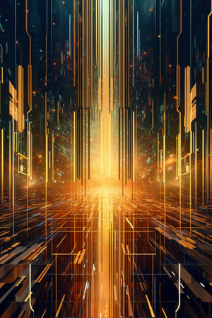 Abstract technology background. Futuristic glowing lines. 3D Renderingの素材