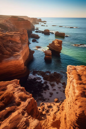 Coastline of the Algarve region, Portugal, Europeの素材