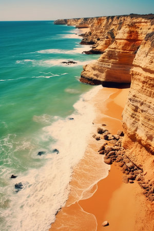 Beautiful view of Praia da Rocha, Algarve, Portugalの素材