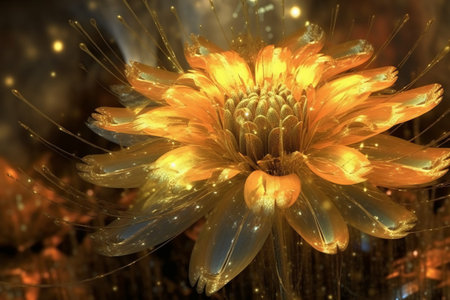Beautiful flower in the dark. Digital fractal art. 3D rendering.の素材