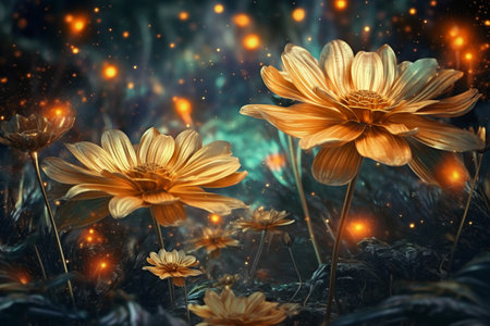 Beautiful flowers in the garden with bokeh background. 3d renderingの素材