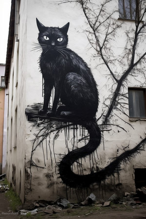 Graffiti on the wall of a house in Prague, Czech Republicの素材