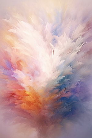 Abstract background with multicolored feathers. Fantasy fractal texture. 3D rendering.の素材