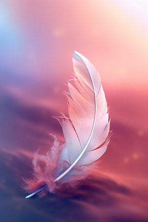 Feather on the background of the night sky. 3d renderingの素材