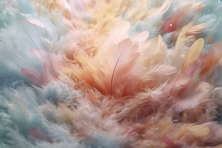 Beautiful color feathers as background, closeup. Color feather textureの素材