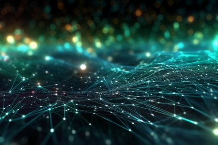 3D rendering of abstract digital background with connecting dots and lines. network conceptの素材