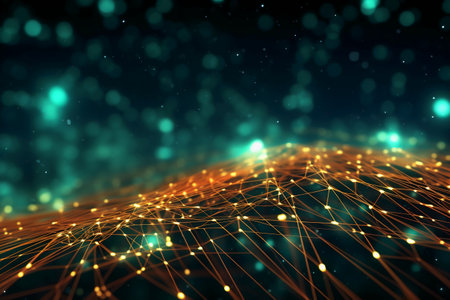 3d illustration of abstract technology background with connecting dots and lines. network conceptの素材