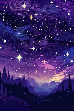 Night sky background with stars and clouds. Vector illustration. Eps 10の素材