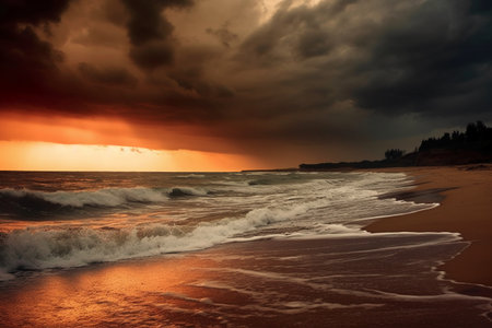 Beautiful seascape with stormy sky. Nature composition.の素材