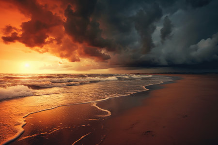 Beautiful seascape. Dramatic sky over the sea.の素材