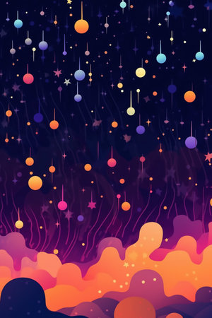 Abstract background with stars and balls. Vector illustration for your design.の素材