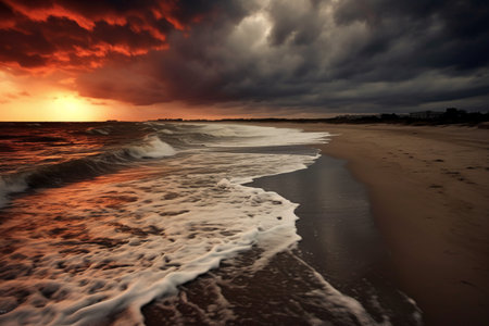 Beautiful seascape. Dramatic sunset over the sea.の素材