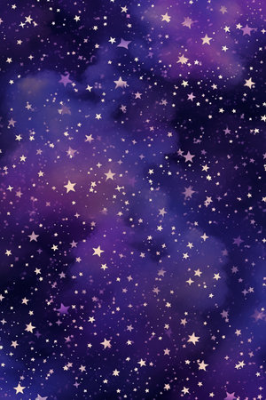 Night sky with stars and nebula as background. Vector illustration.の素材