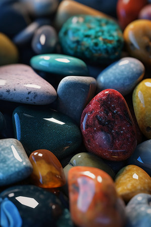 Colorful stones background, close-up, shallow depth of fieldの素材