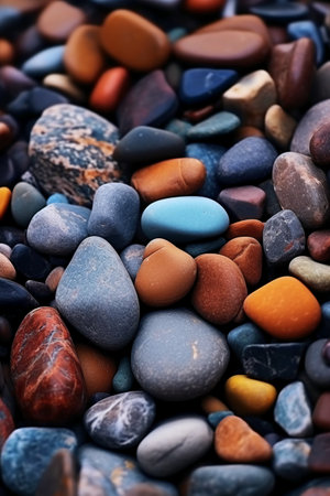 Colorful pebbles background. Close up of colorful stones.の素材