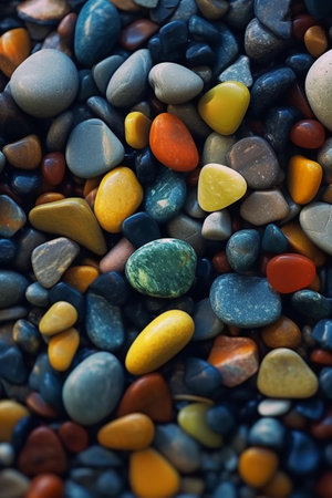 Colorful pebbles on the beach, colorful pebbles backgroundの素材