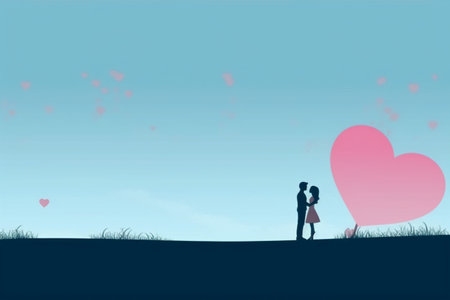 Valentine's day background with romantic couple. Vector illustration.の素材