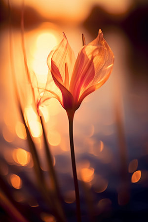 Beautiful flower in the evening light. Shallow depth of field.の素材
