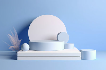 3d render, abstract minimal geometric forms, podiums for your designの素材