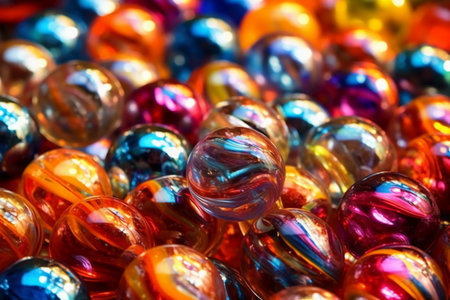 Colorful glass marbles as a background, closeup of photoの素材