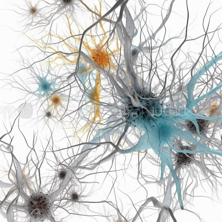 3D Illustration of a nerve cell with neurons and nervous systemの素材