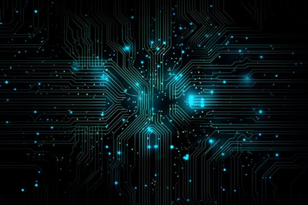 Circuit board background. Electronic computer technology concept. Vector illustration.の素材