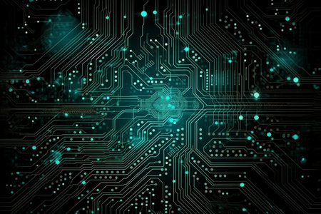 Circuit board, technology background. 3d rendering toned imageの素材