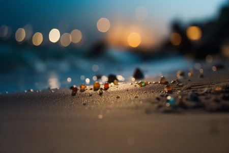 Beautiful bokeh on the beach at sunset time. Selective focus.の素材