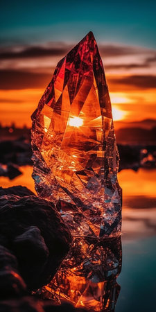 Ice of Lake Baikal in the rays of the setting sunの素材